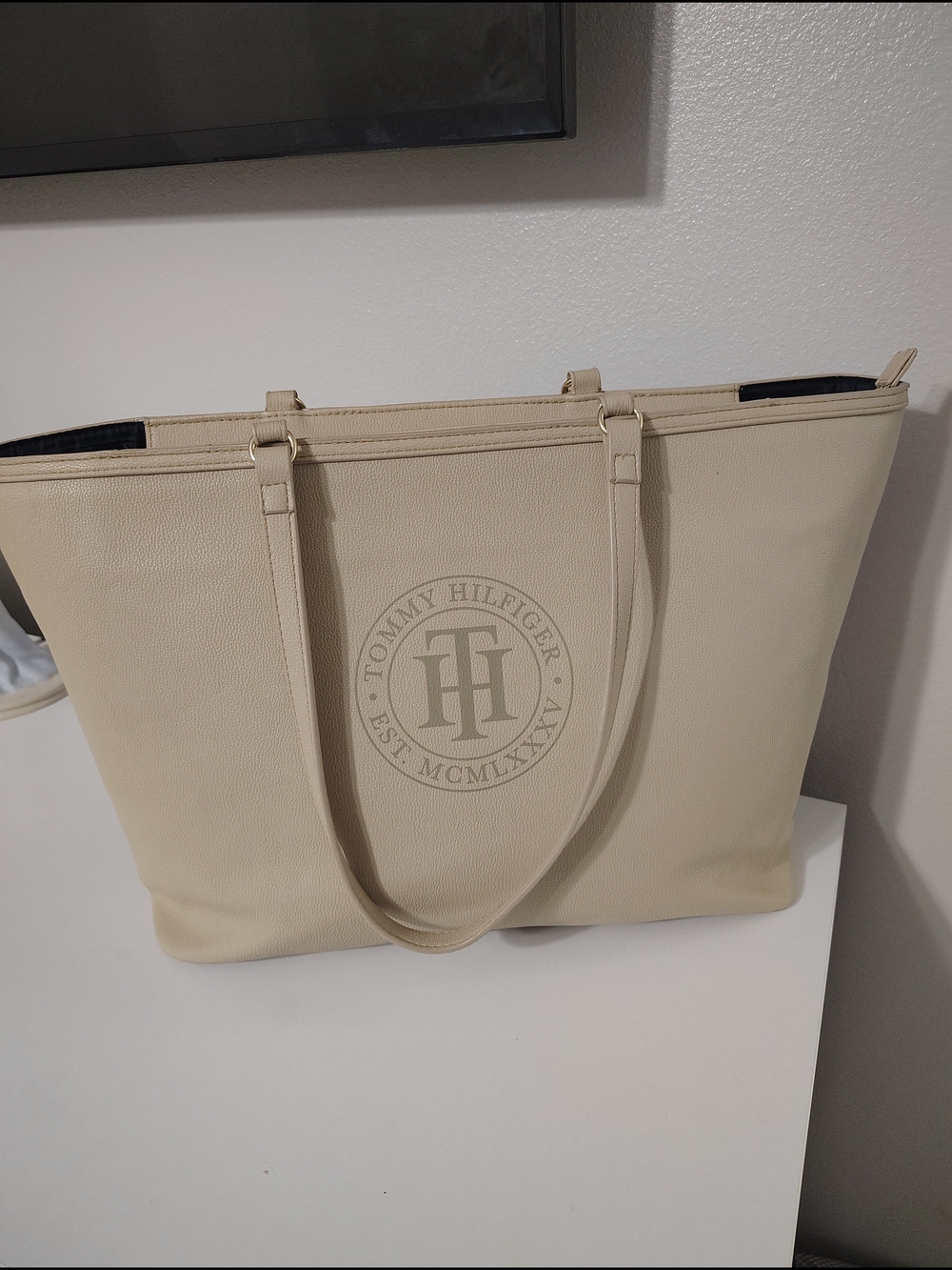 Tommy Hilfiger Cream Logo Tote Bag